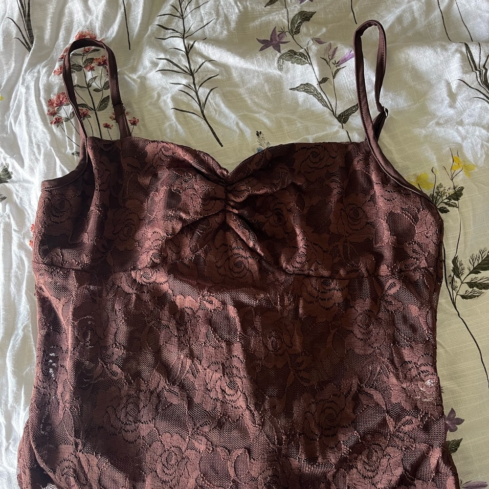 Brown Lace tank Top